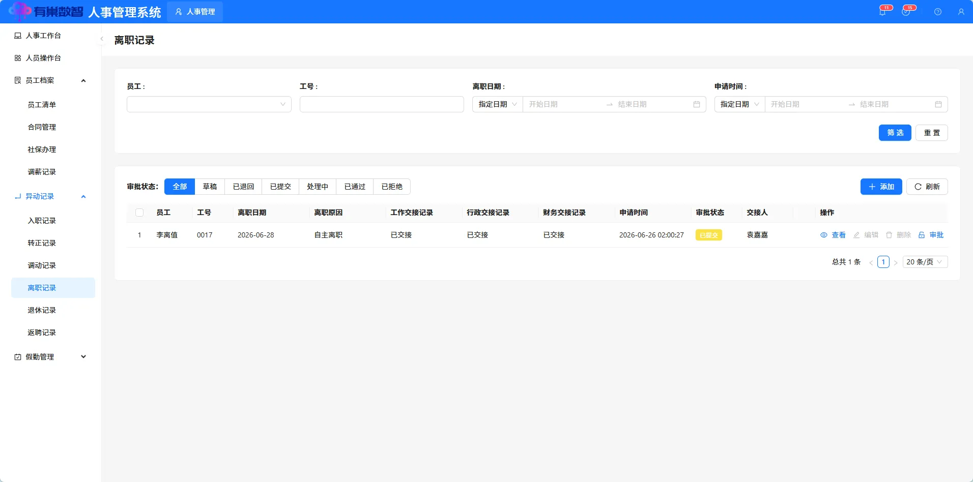 离职记录