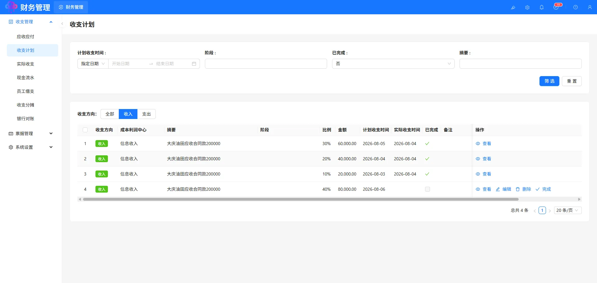 收支计划