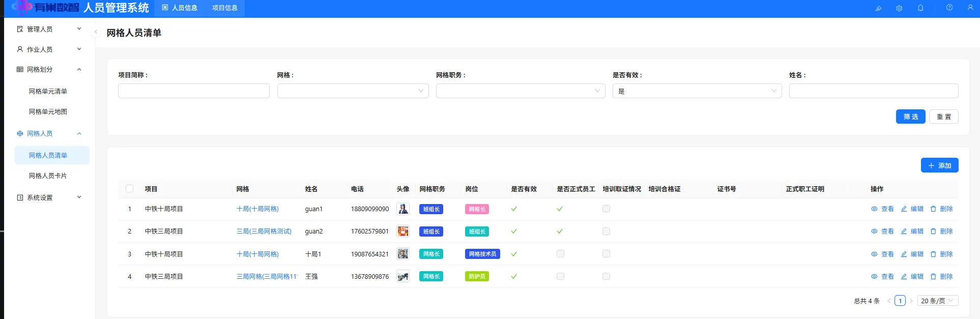 网格人员